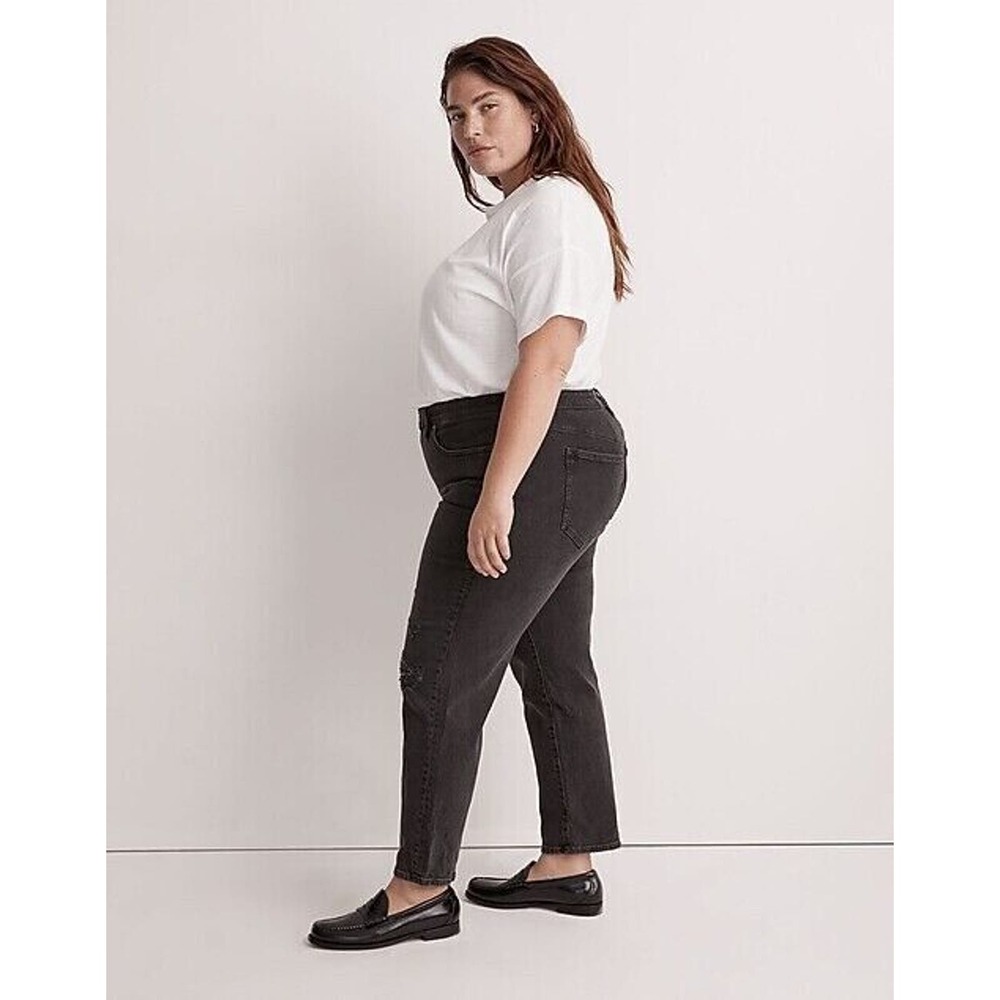MADEWELL Mid-Rise Perfect Vintage Straight Jean 20W Black Rosella Wash Ripped